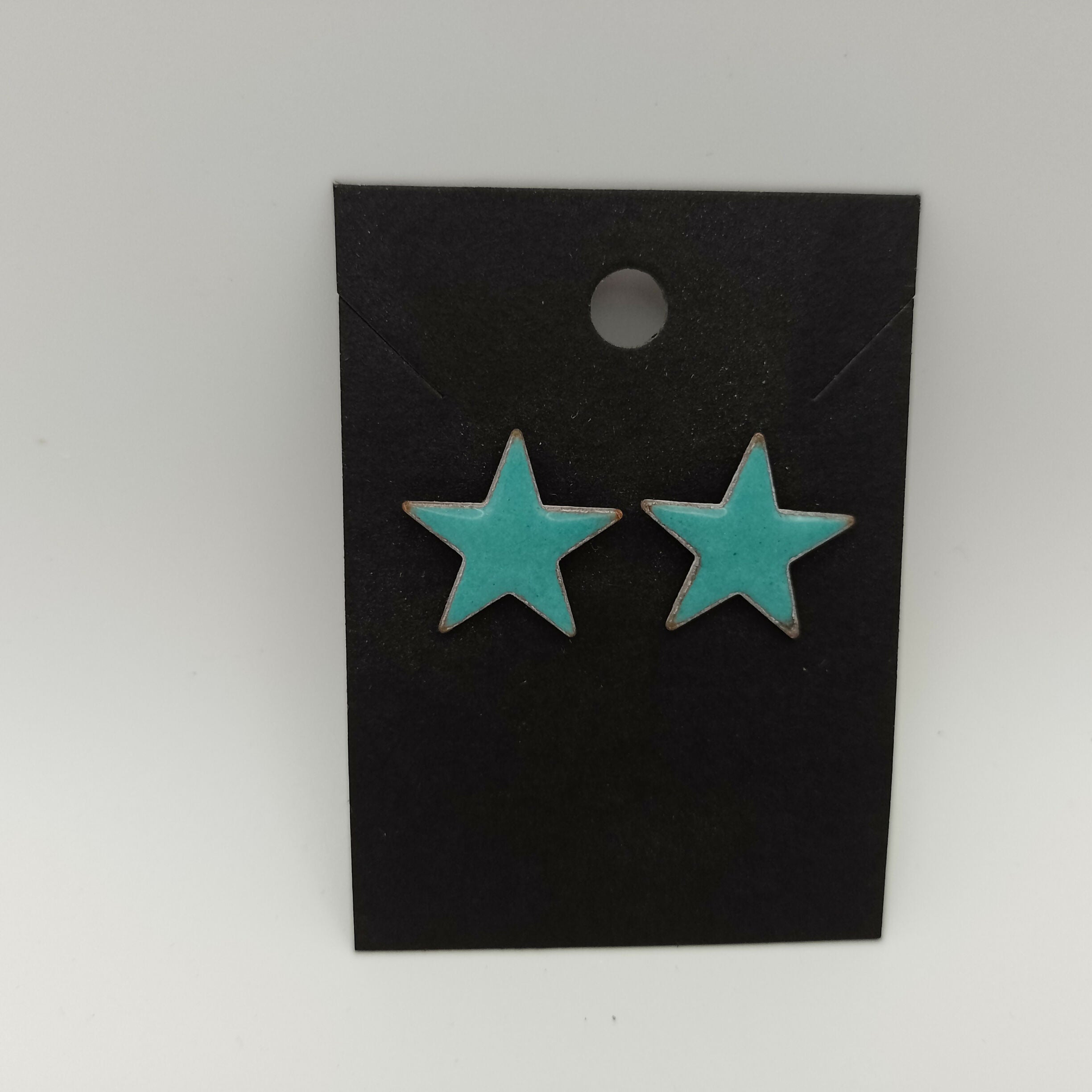 Blue Enamel Star Stud Earrings