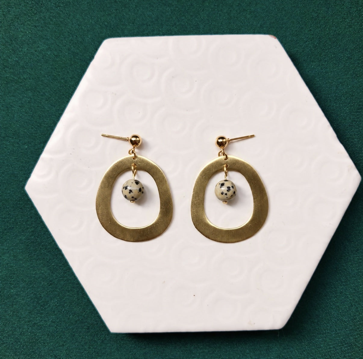 Mia Polka Gold Statement Earrings with Speckled Beads