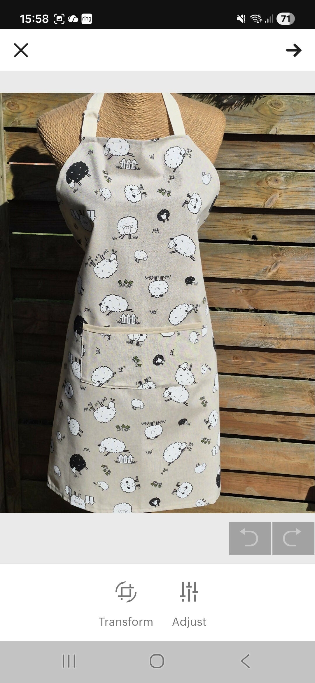Handmade Black Sheep Print Adult Apron, Adjustable Neck