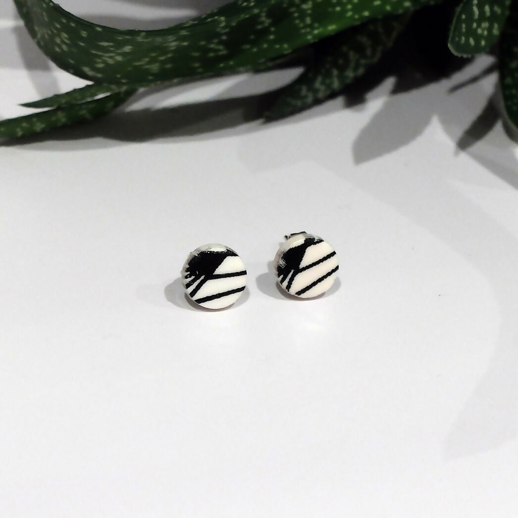 Art Deco Stud Earrings - Handmade Polymer Clay - Polly Plant