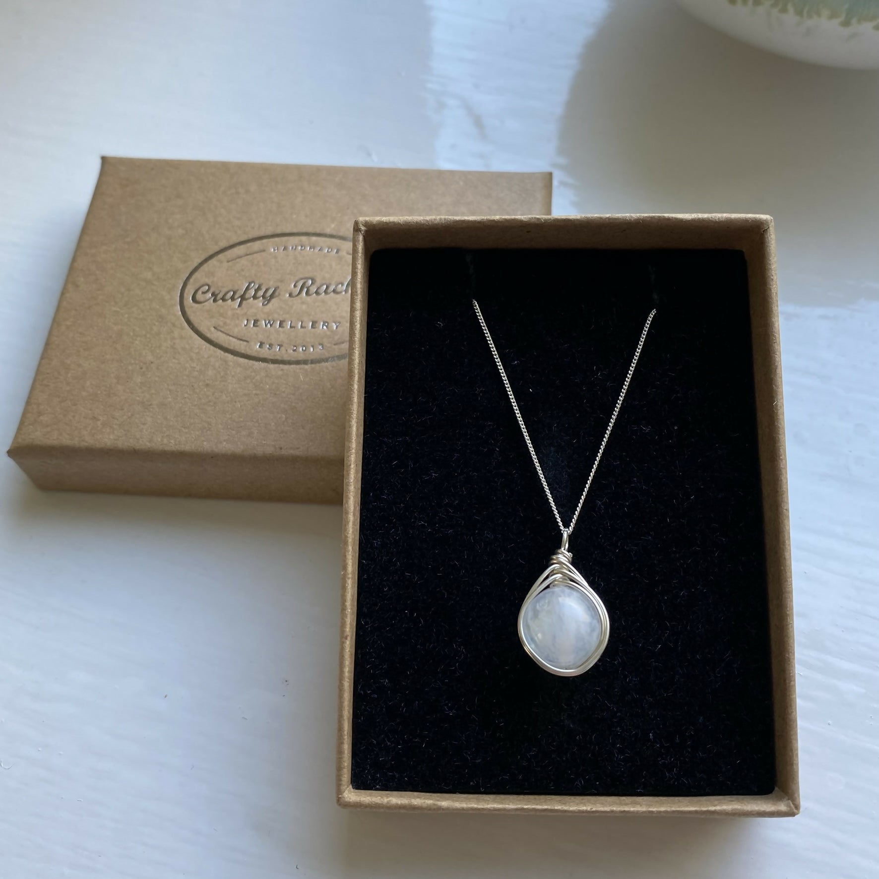Moonstone Drop Necklace, Sterling Silver
