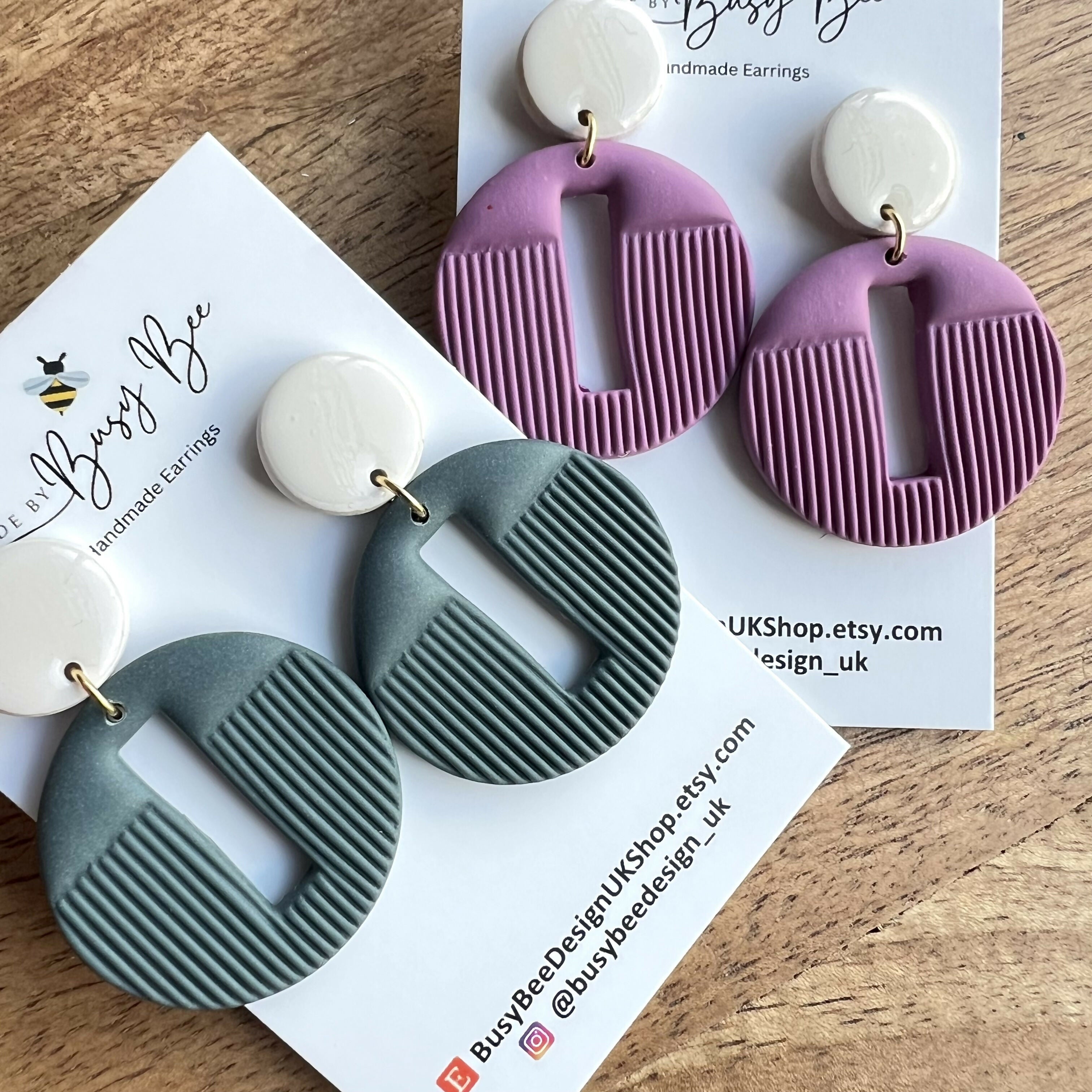 Textured Statement Dangle Earrings – Polymer Clay Circle Drop Earrings, Modern Geometric Earrings, Handmade Clay Jewellery