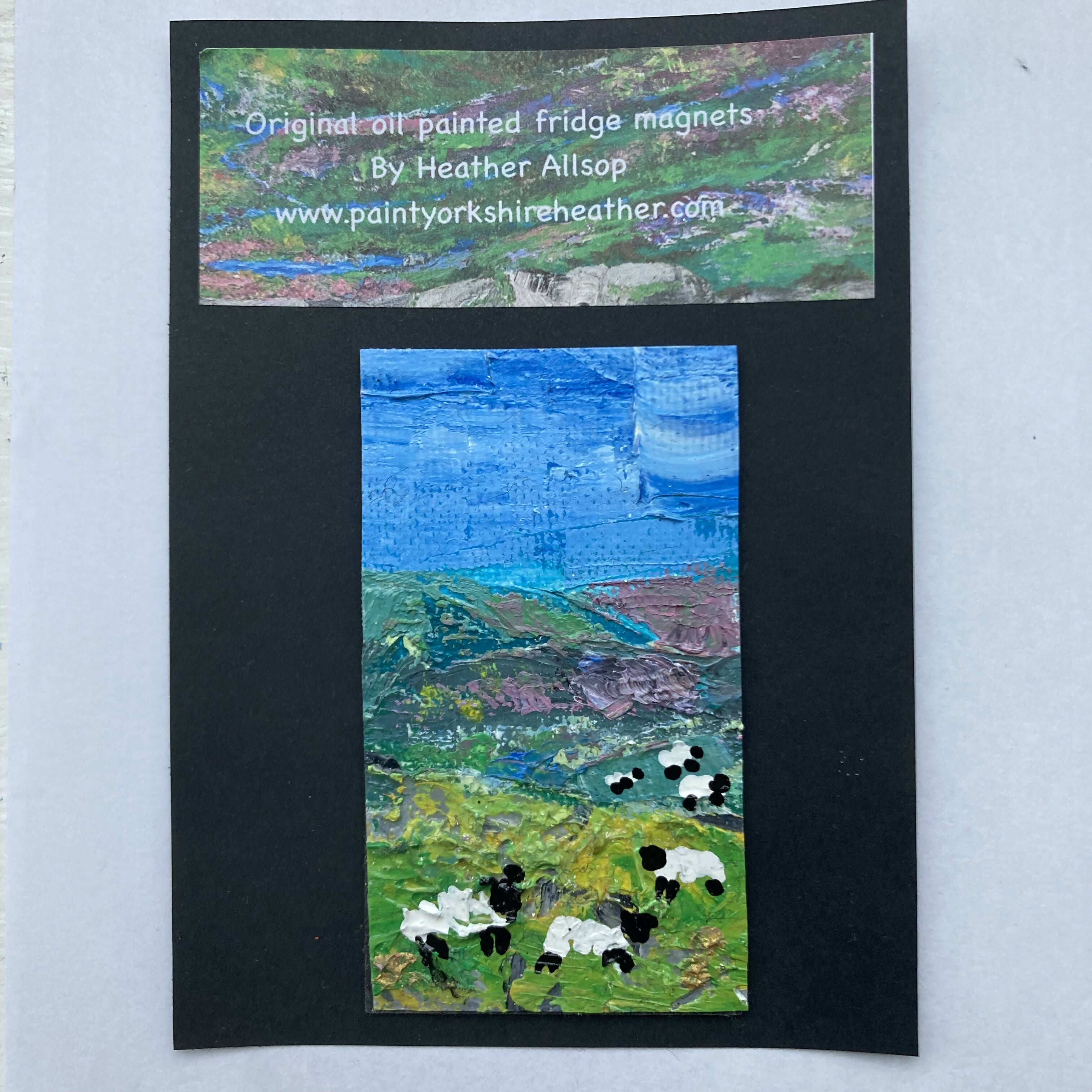 6 Sheep Oil Painting Mini Canvas Fridge Magnet