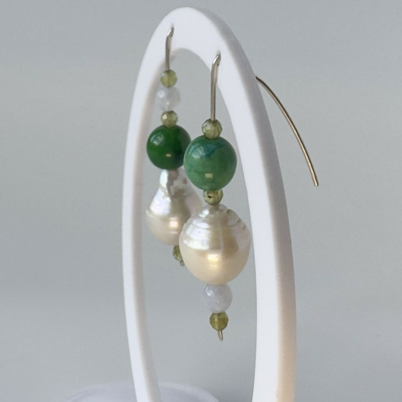 HEALING CRYSTAL & STERLING SILVER EARRINGS WITH BAROQUE PEARLS TO HELP WITH CONFIDENCE & SELF-ESTEEM