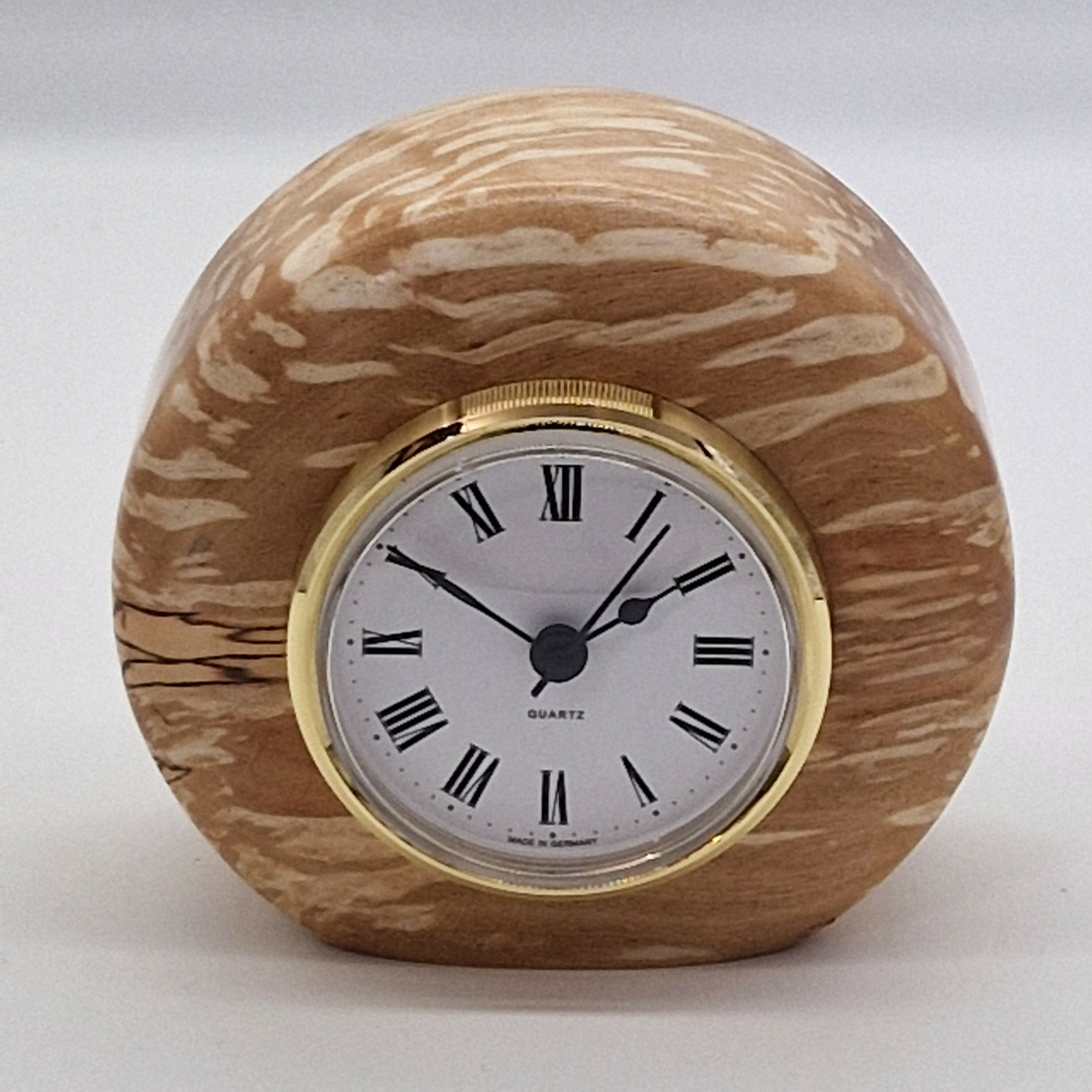 Small Hand Turned Mantle Clock made from Silver Birch Wood