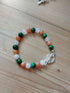 Tibetan Silver Toggle Catch Bracelet with Rose Quartz, Orange Chalcedony & Pea Green Chalcedony.