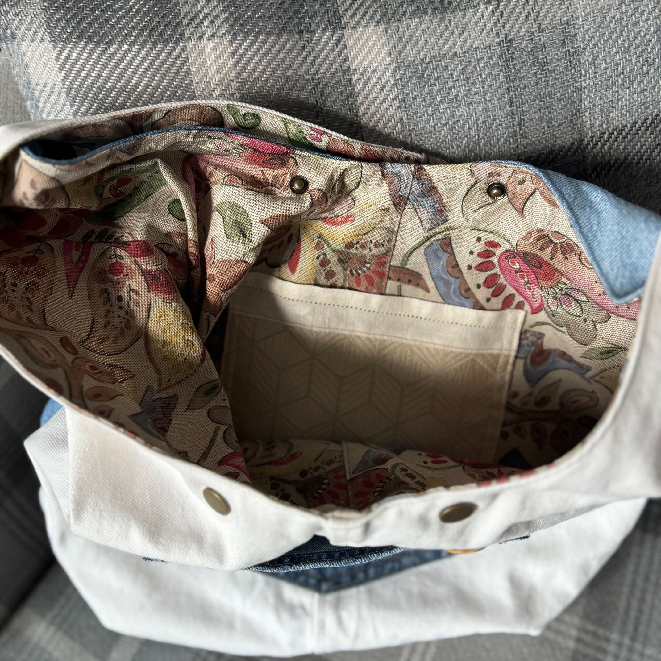 Unique Handcrafted Lined Denim Hobo Slouch Bag Handbag Made From Upcycled Jeans