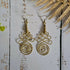 Gold Unalome Earrings; Hand Sculpted Brass Wire Spiral Buddhist Boho Thai Earrings