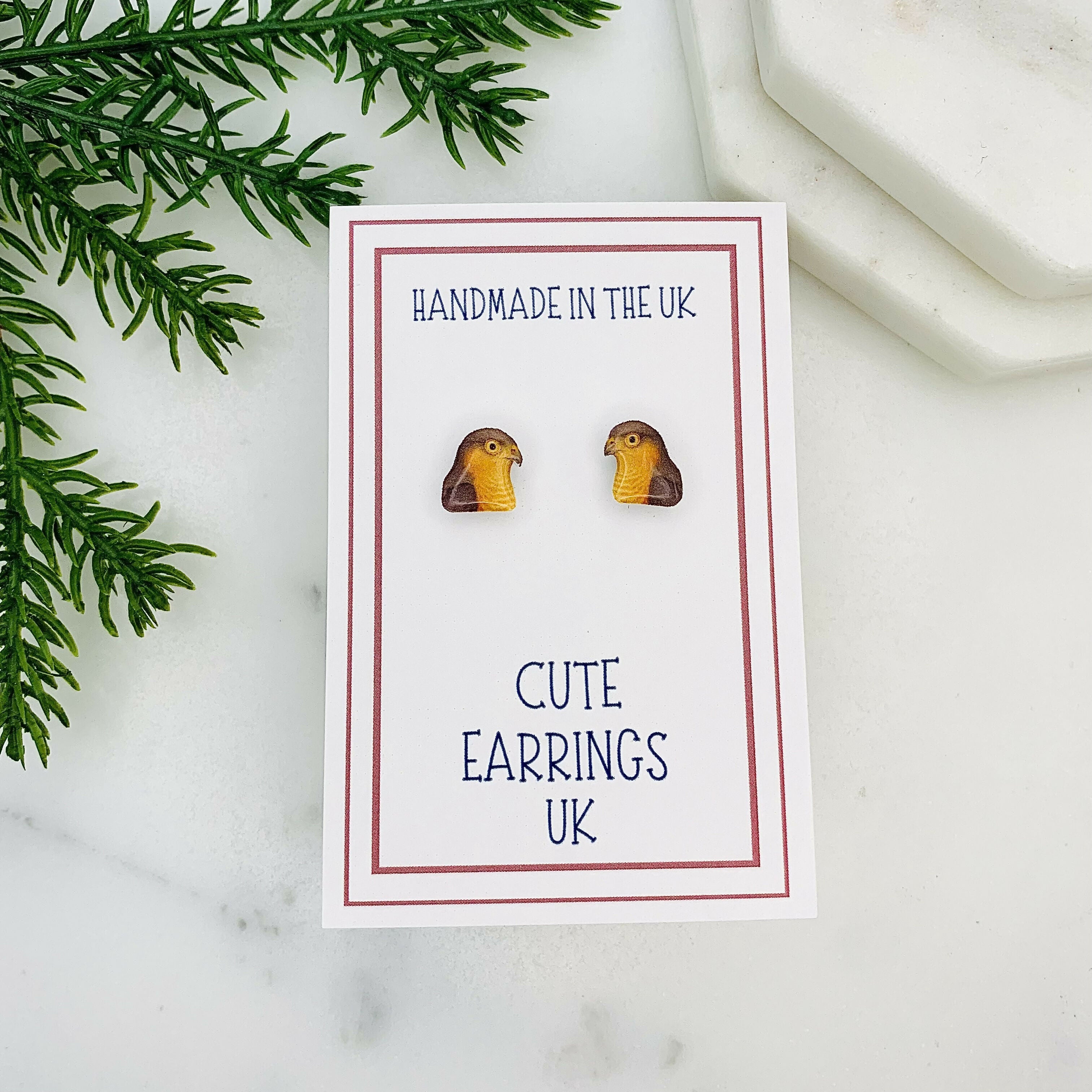 Sparrow Hawk Bird Of Prey Stud Earrings