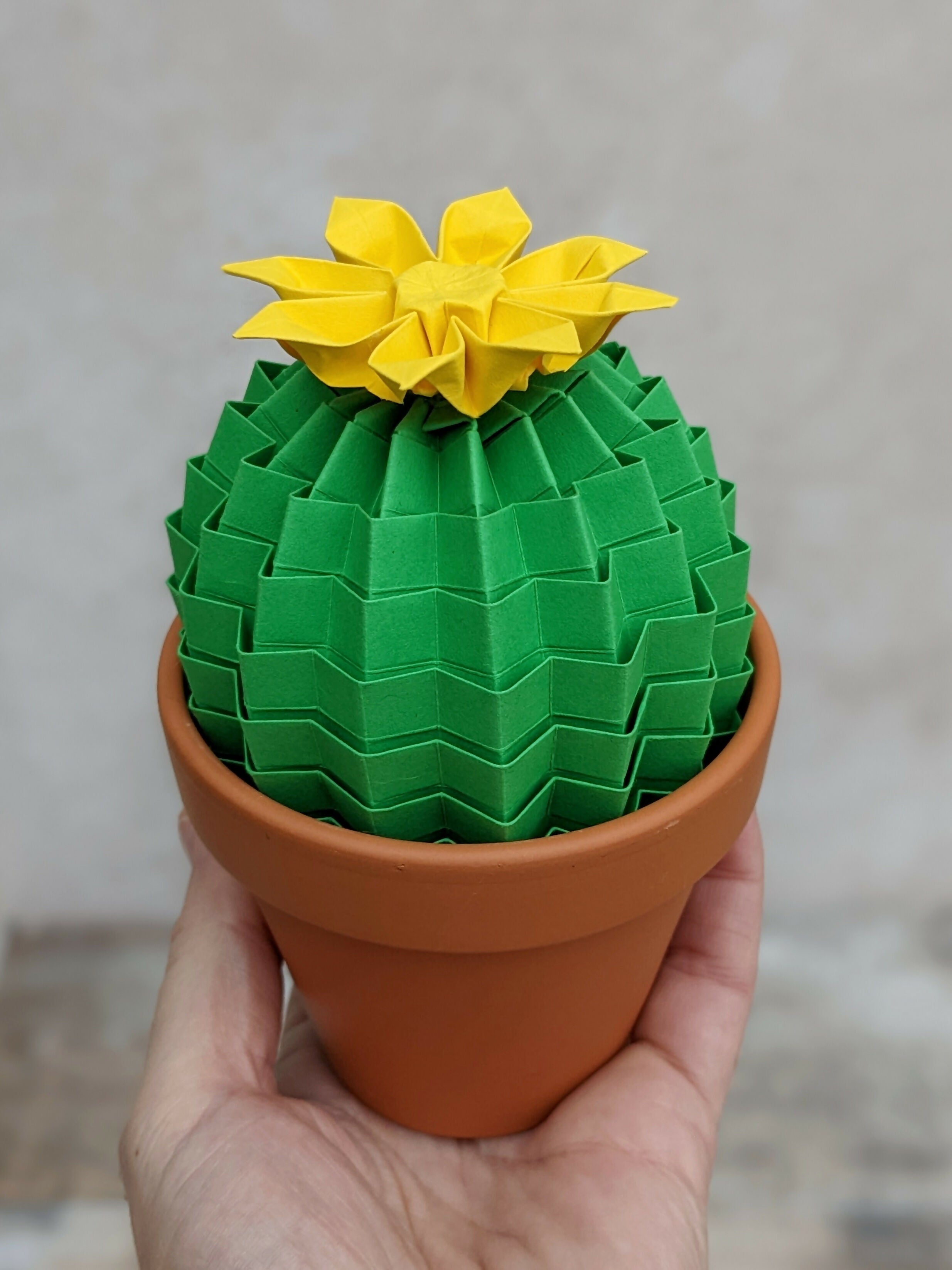 Origami Paper Cactus in Terracotta Pot
