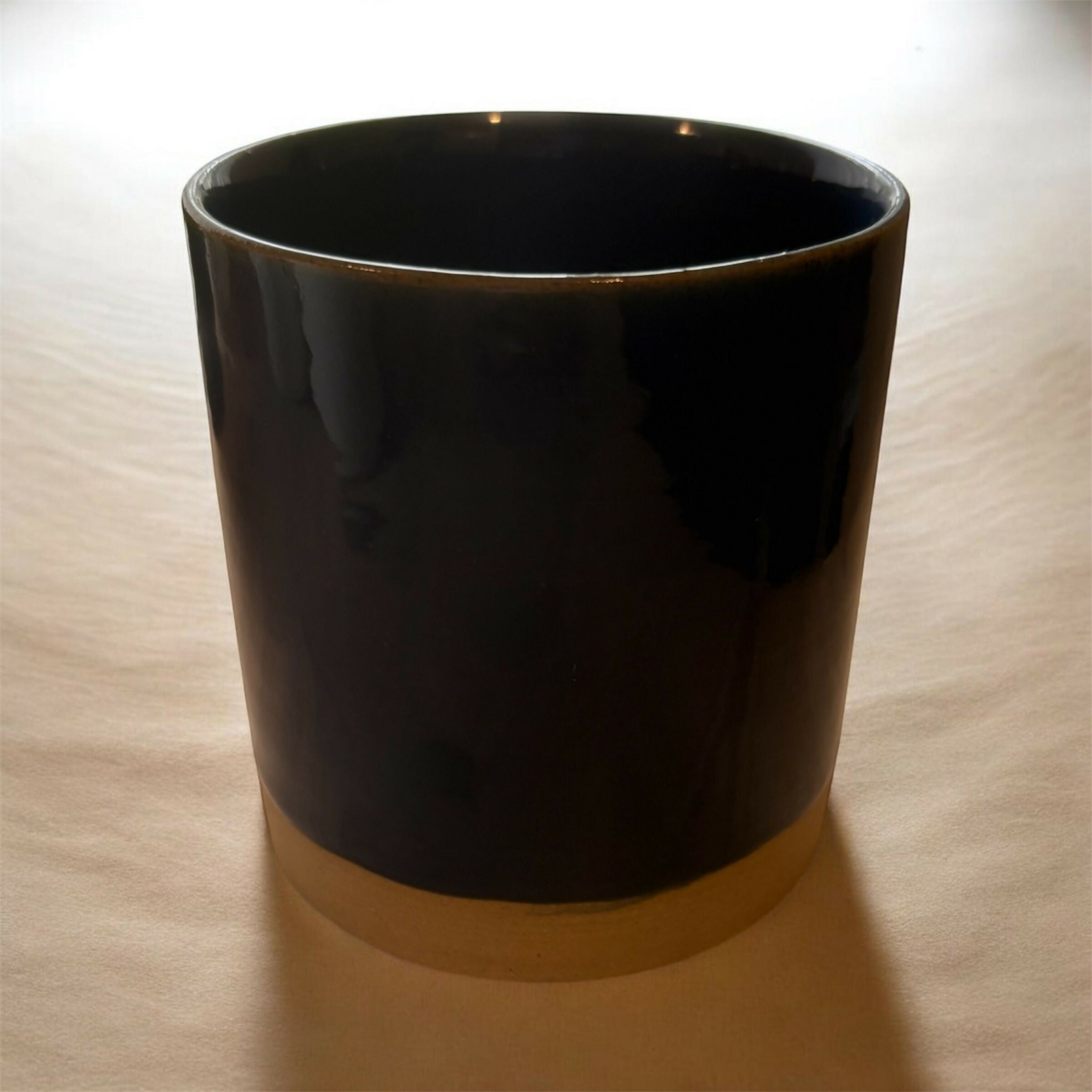 Blue Stoneware Refillable Candle Pot