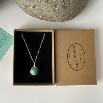 Turquoise Drop Necklace, Sterling Silver