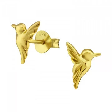 gold hummingbird stud