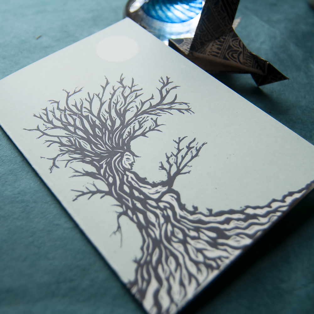 HAG TREE DRYAD LINOCUT GREETING CARD