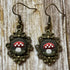 Hand Embroidered Vintage Style Mushroom Earrings