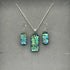 Blue & Green Flower Dichroic Glass Necklace and Earrings Set - Sterling Silver, Handmade by Jade Tapson Glass.