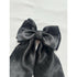 Black Satin Hair Bow with Barrette Clip