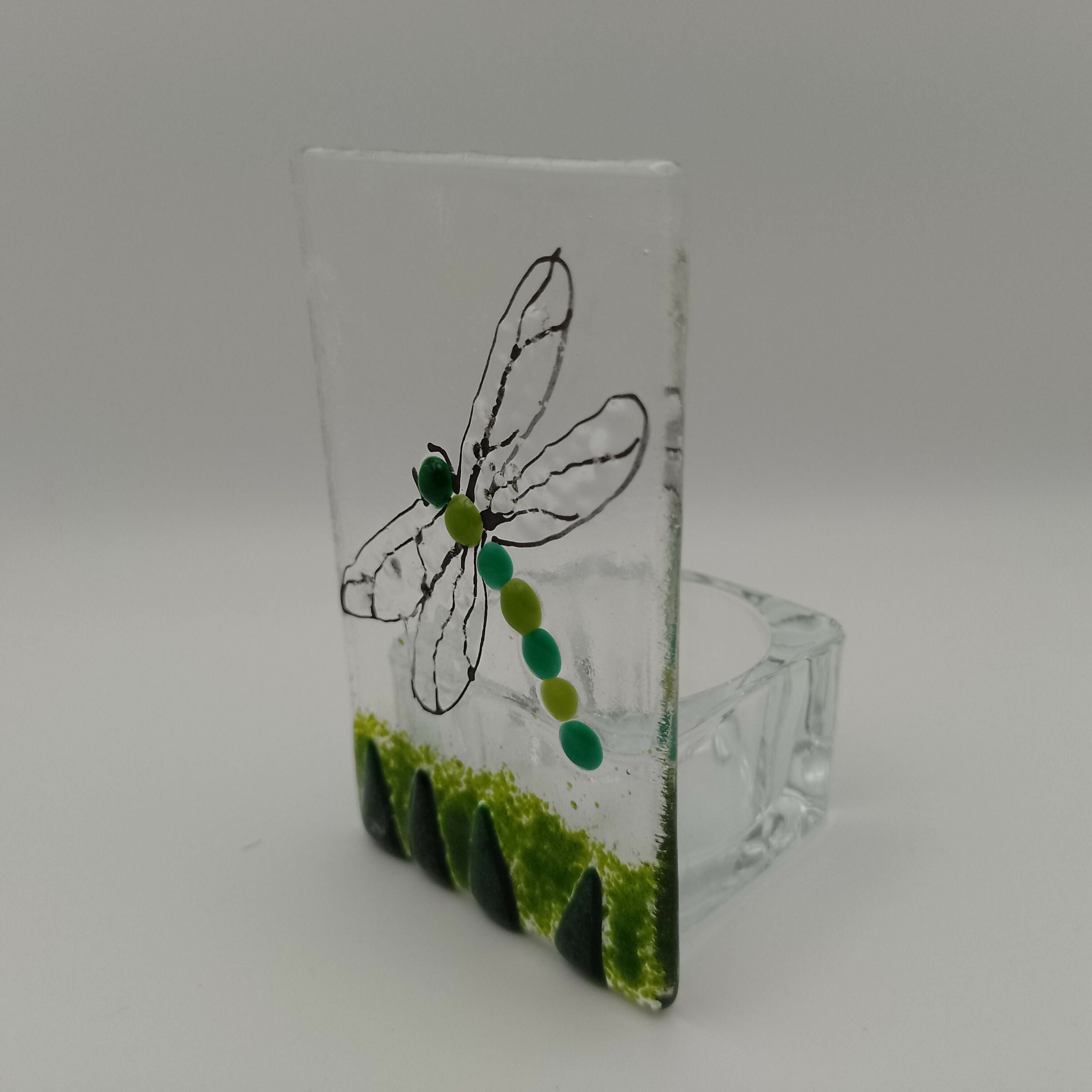 Fused Glass Dragonfly Tealight