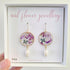 Pressed Flower Purple Butterfly Freshwater Pearl Earrings Gold Plated