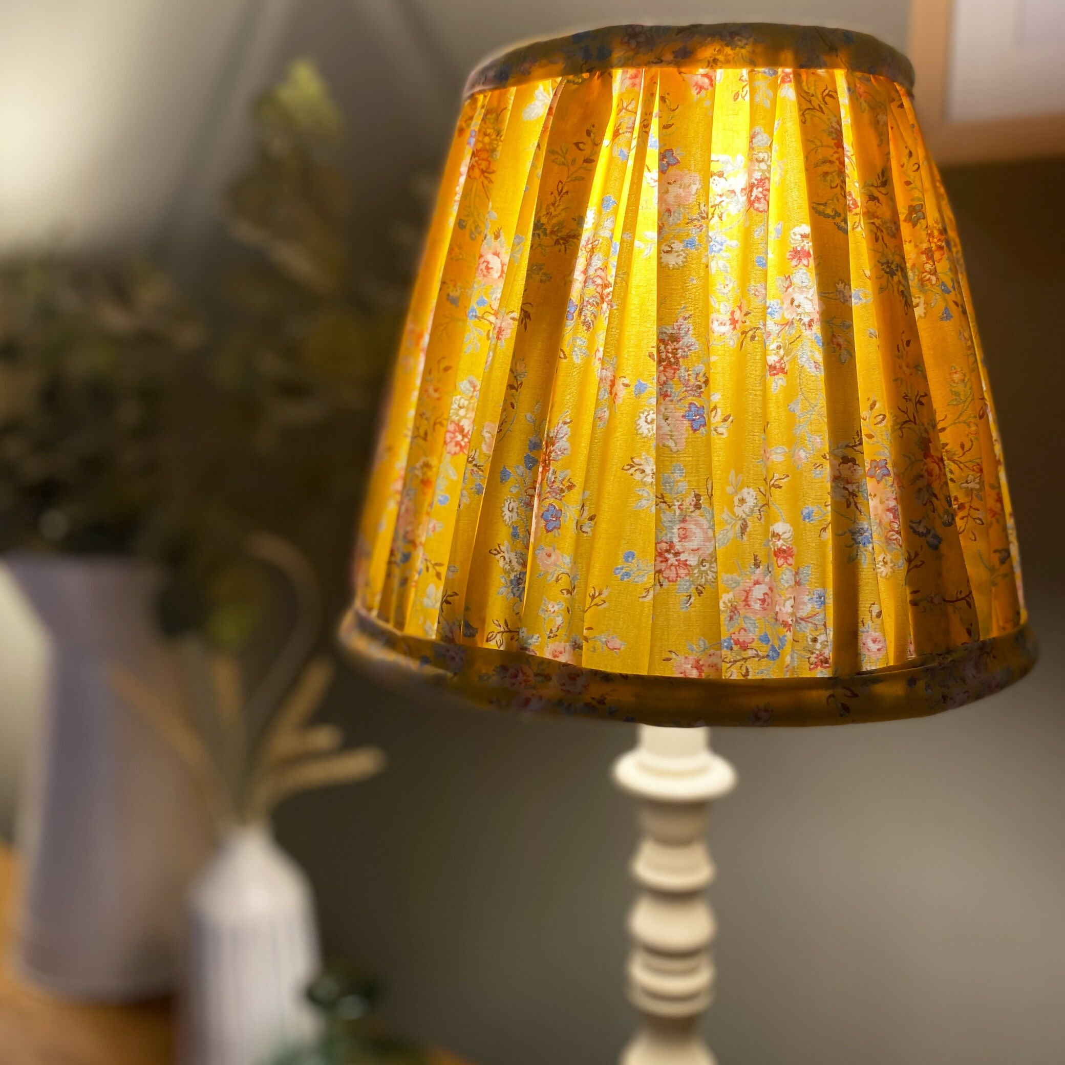 Polka Dot Gathered Fabric Lampshade