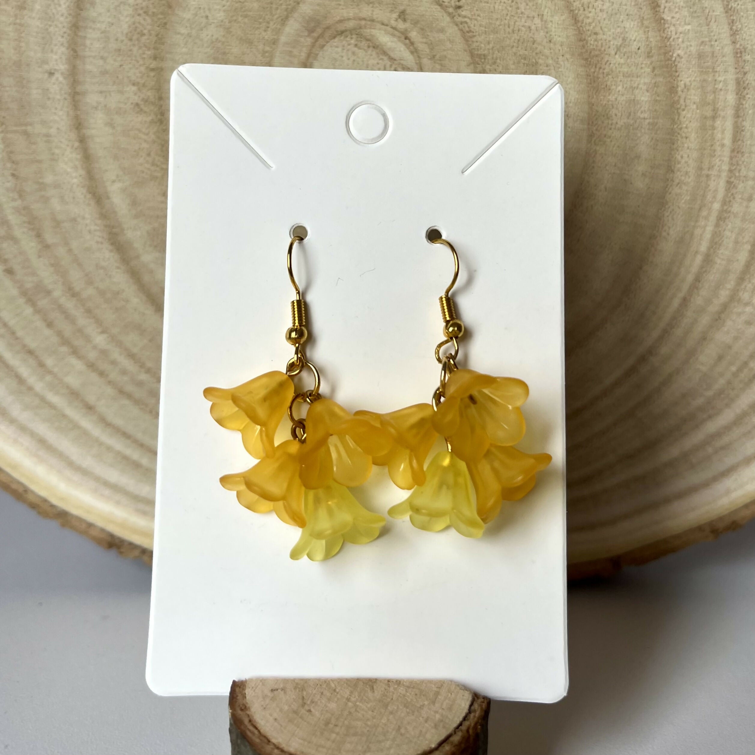 Cascading Orange And Yellow Flower Earrings In Gold