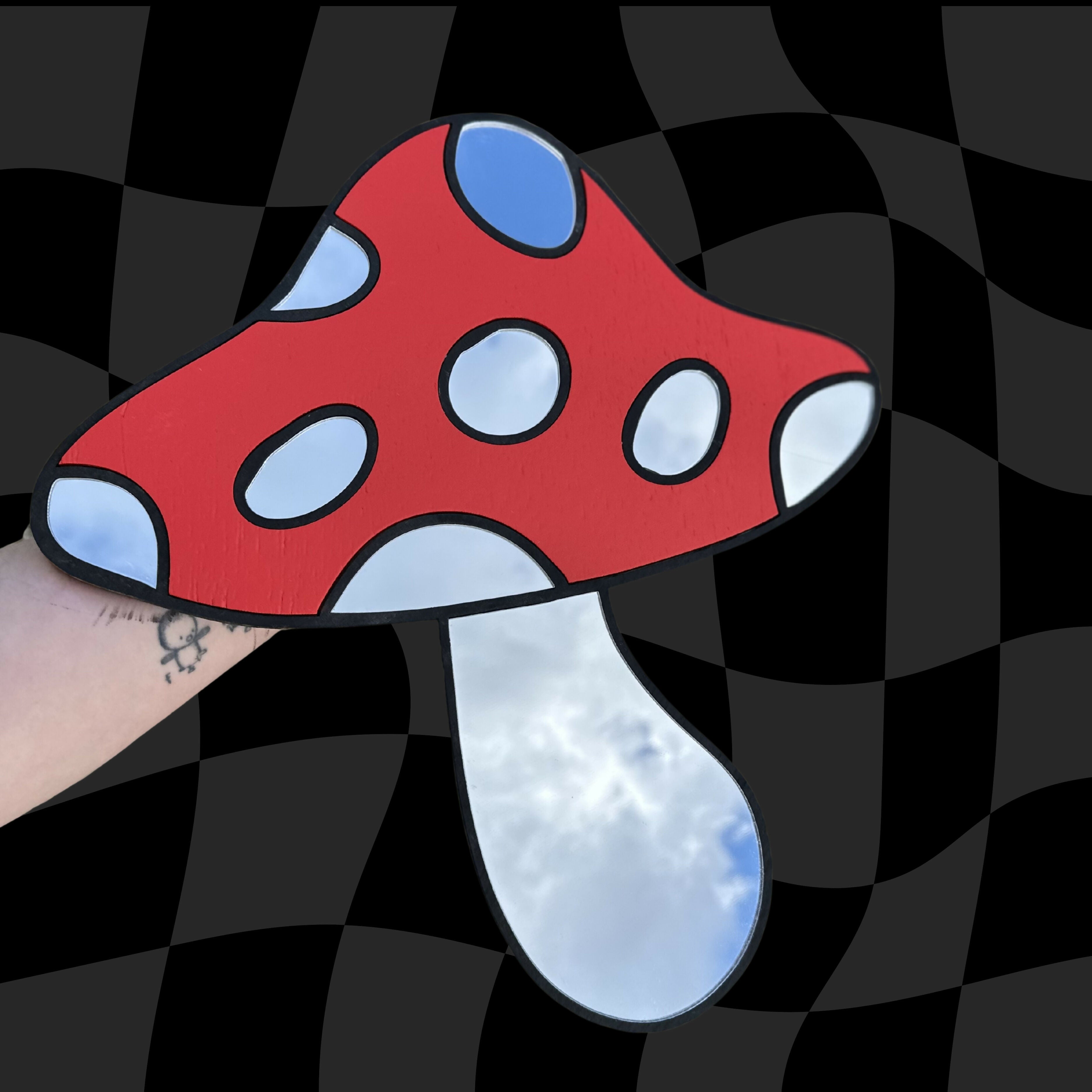 Red Mushroom Mirror Wall Art