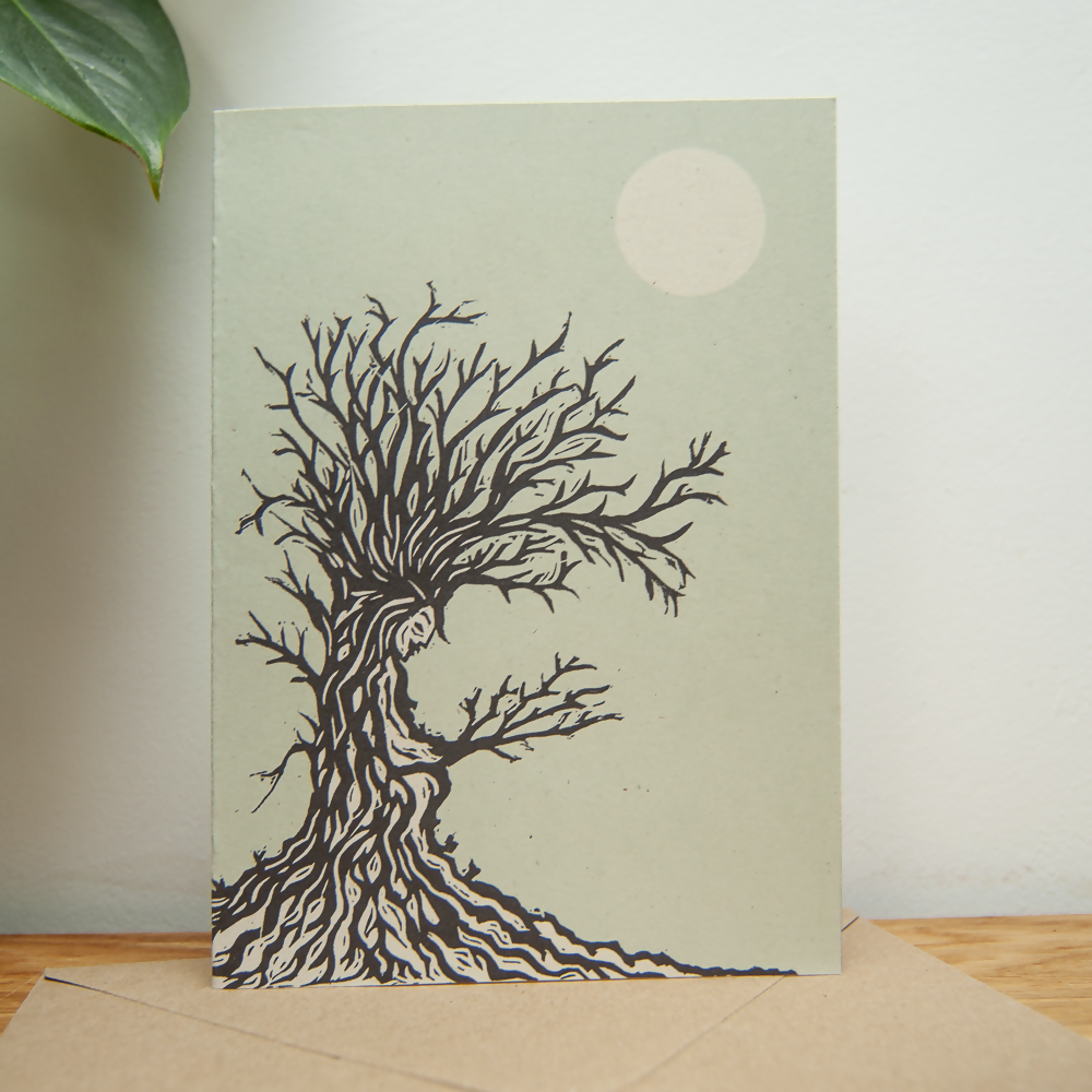 HAG TREE DRYAD LINOCUT GREETING CARD