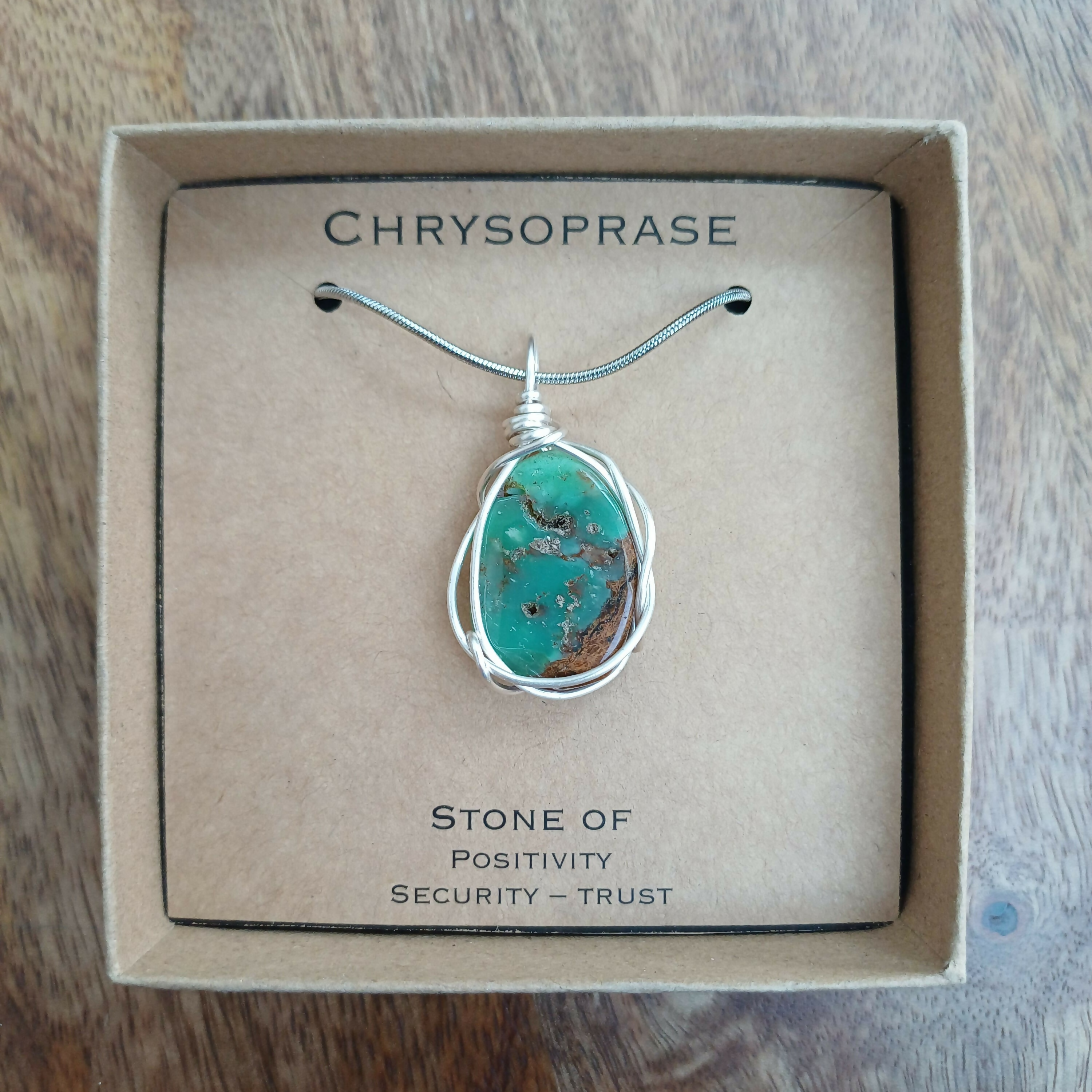 Chrysoprase Wire Wrapped Pendant