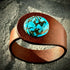 Handcrafted Natural Leather & Mohave Turquoise Gemstone Bracelet - Size S or M