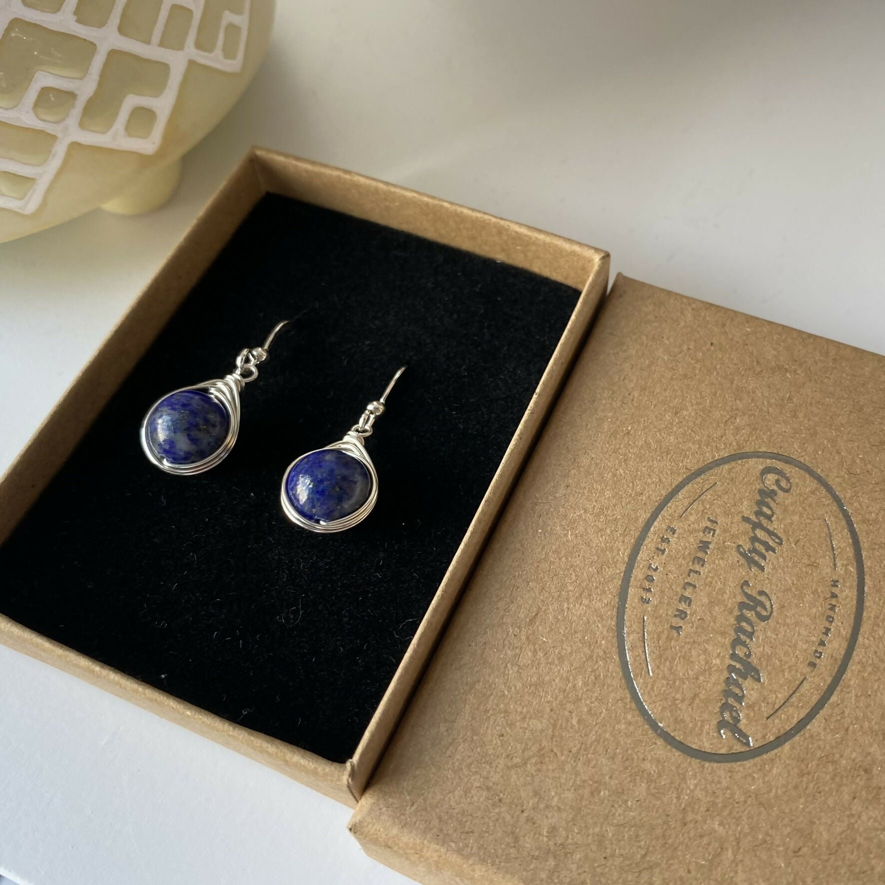 Lapis Lazuli Drop Earrings, Sterling Silver
