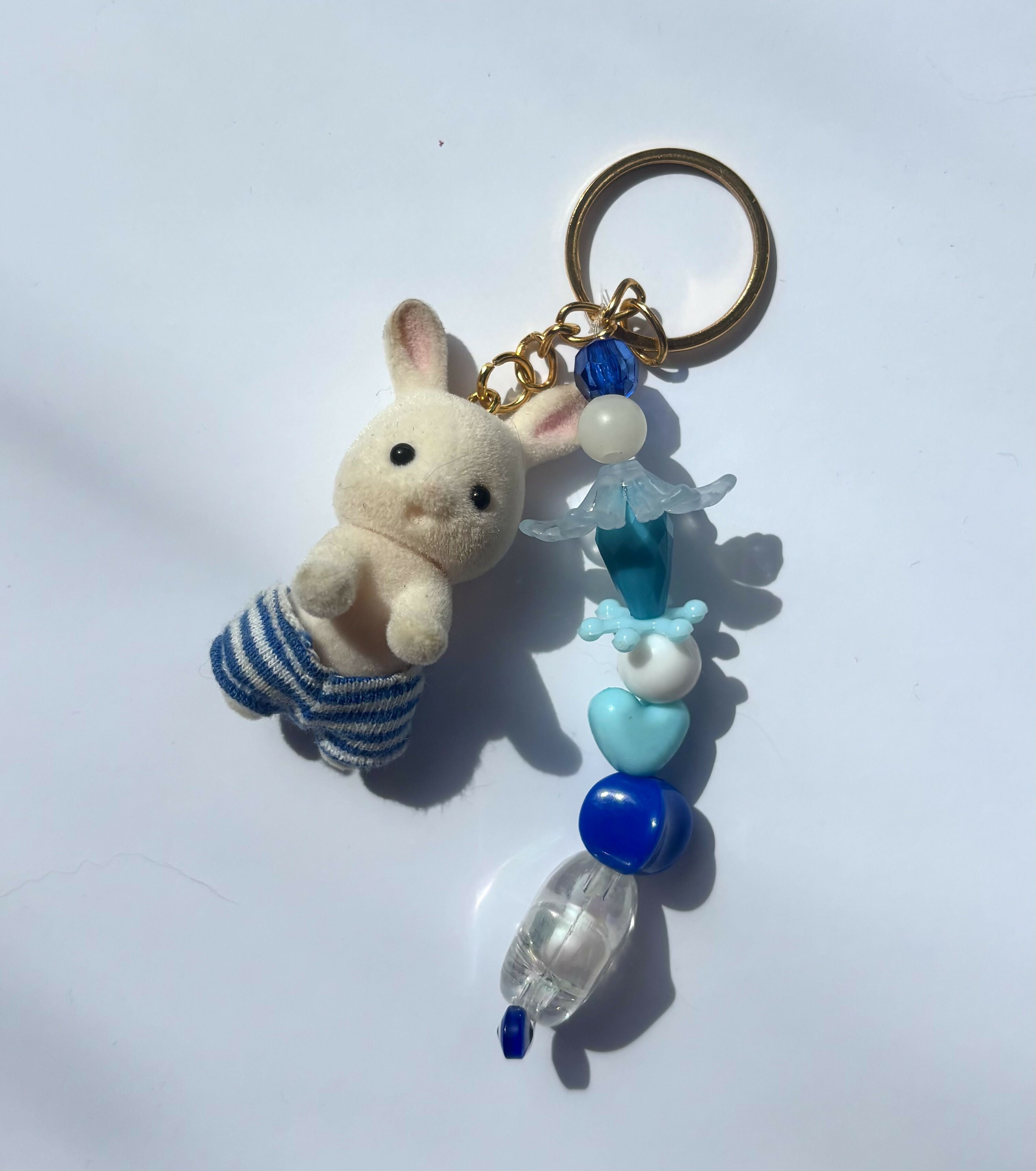 Blue Bunny Crawling Keyring