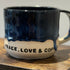 Peace, Love & Coffee Drippy Blue Mug