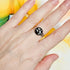 Handmade Black And Silver Leaf Resin And Stainless Steel Adjustable Ring