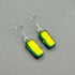 Orange Dichroic Fused Glass Dangle Sterling Silver Earrings - Handmade by Jade Tapson Glass.