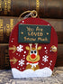 Handmade Wooden Reindeer Door Ornament – "You Are Loved Snow Much" Cute Christmas Tree Decoration & Festive Keepsake Gift
