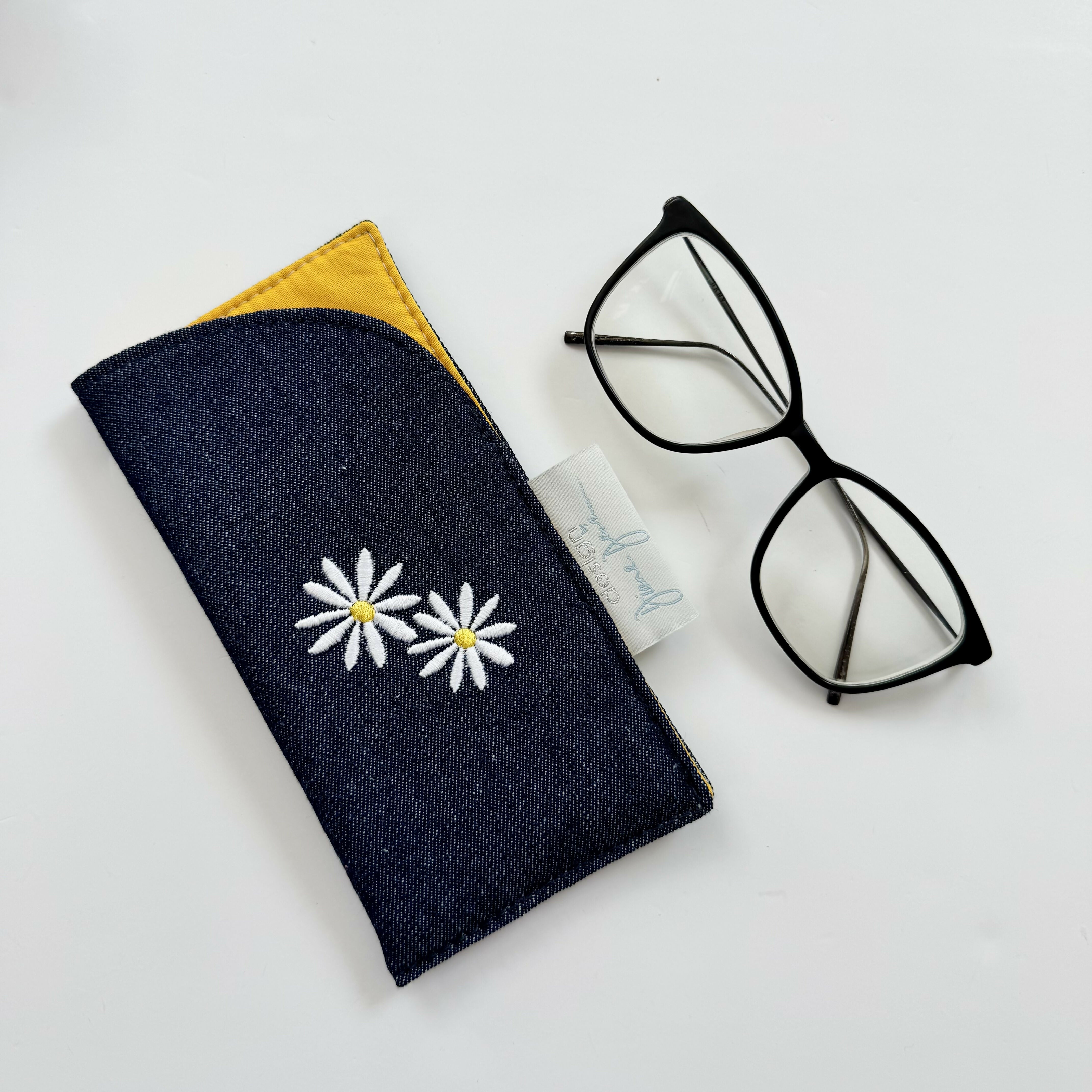 Embroidered Large Slip In Glasses Case