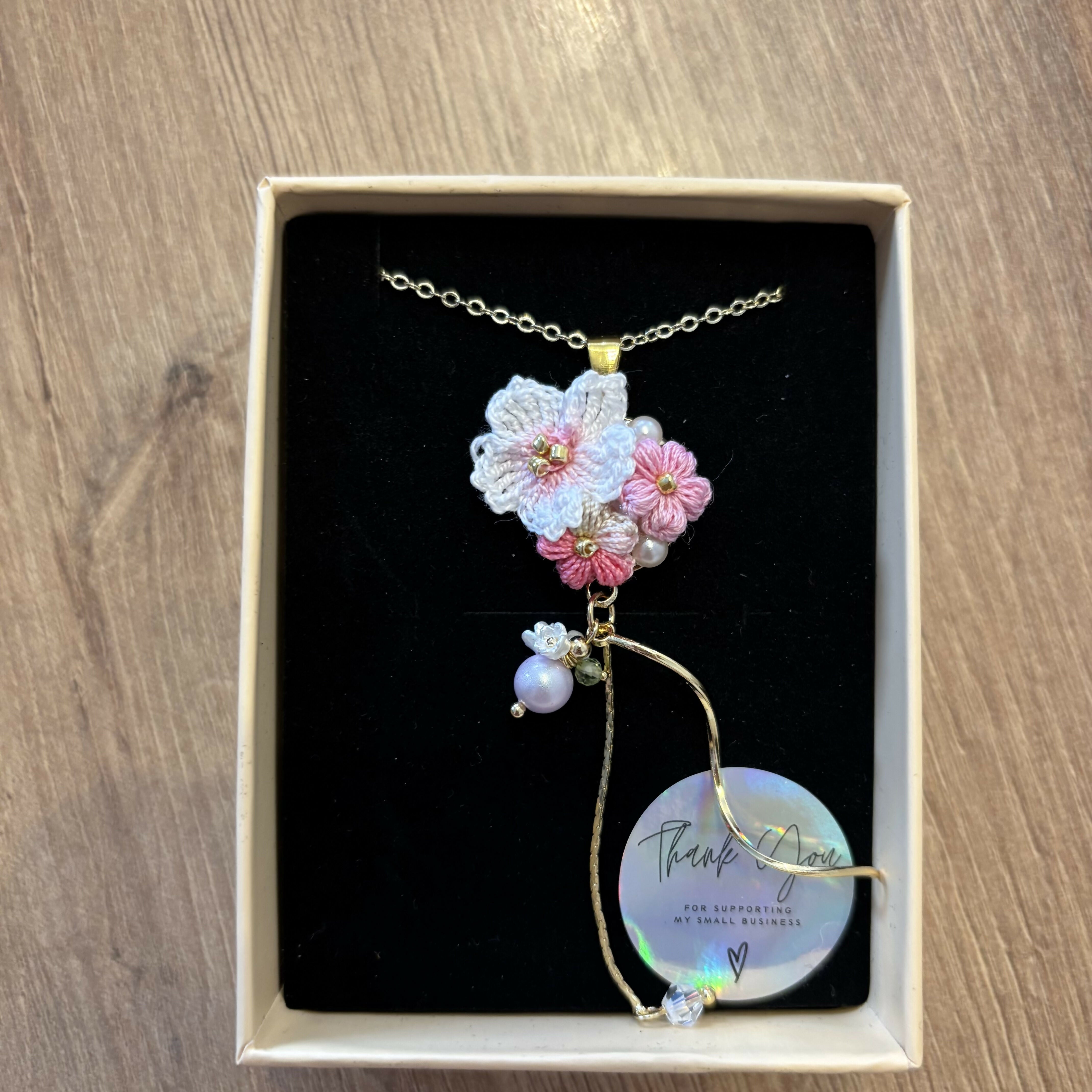 Micro Crochet Cherry Blossom Flower necklace