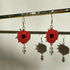 Micro Crochet Red Poppy Drop and Dangle Earrings