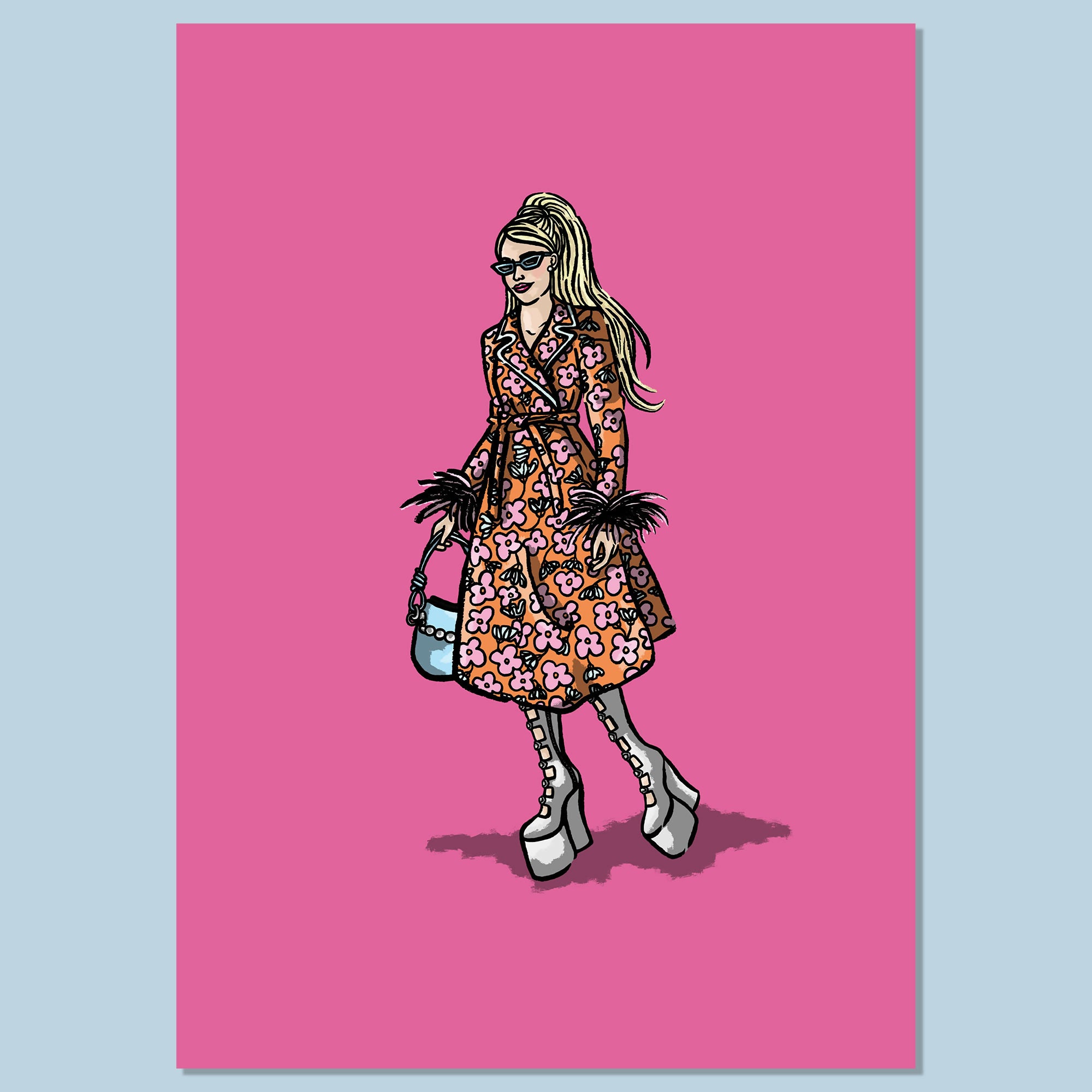 Barbie Girl Fashion Figure Illustration Print A3