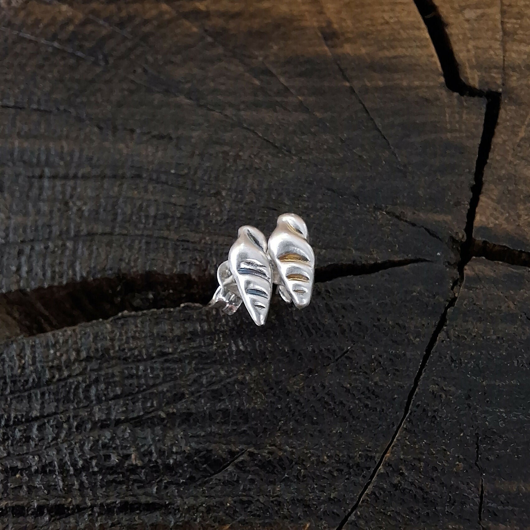 Handmade Silver Shell Studs