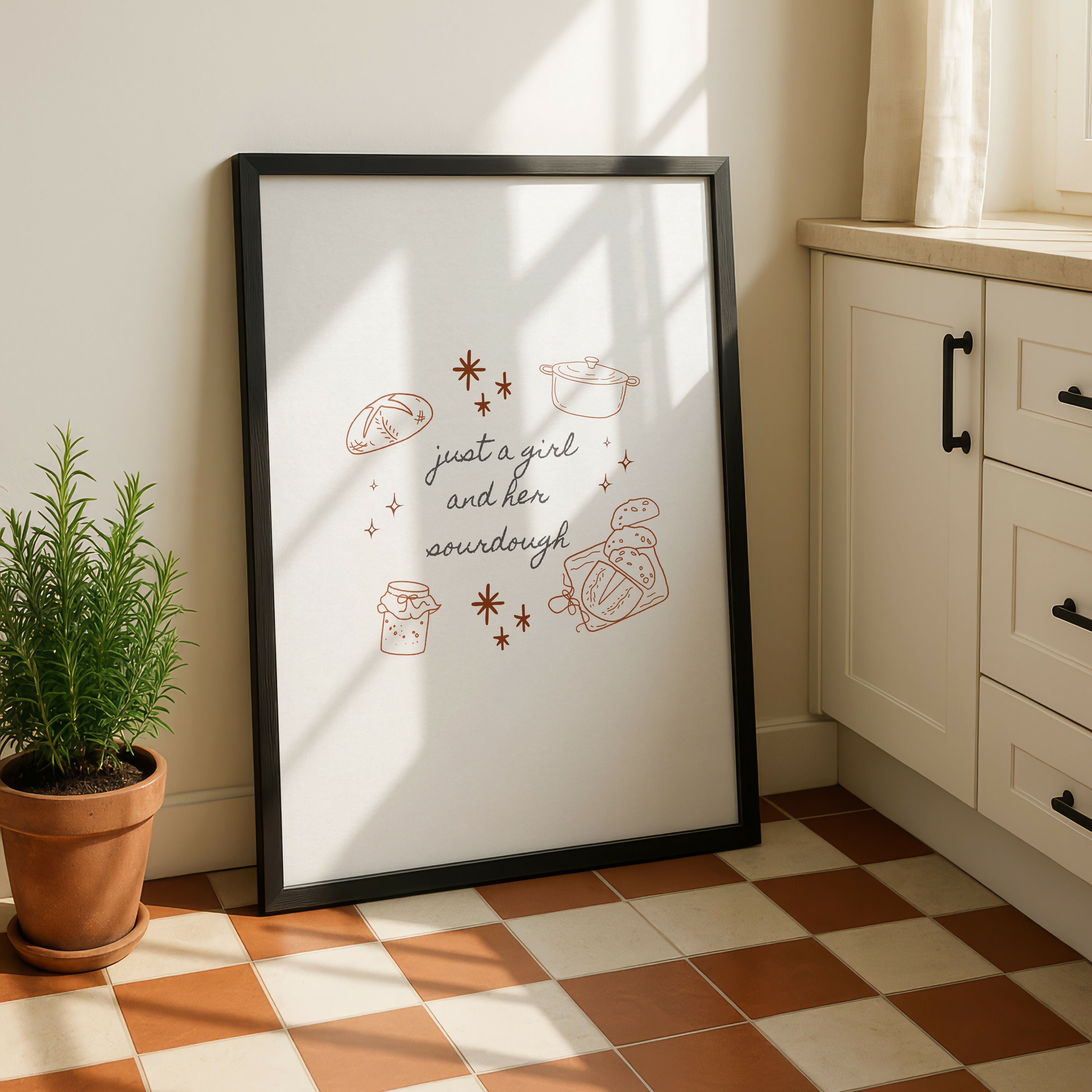 Just A Girl And Her Sourdough Illustrated Print