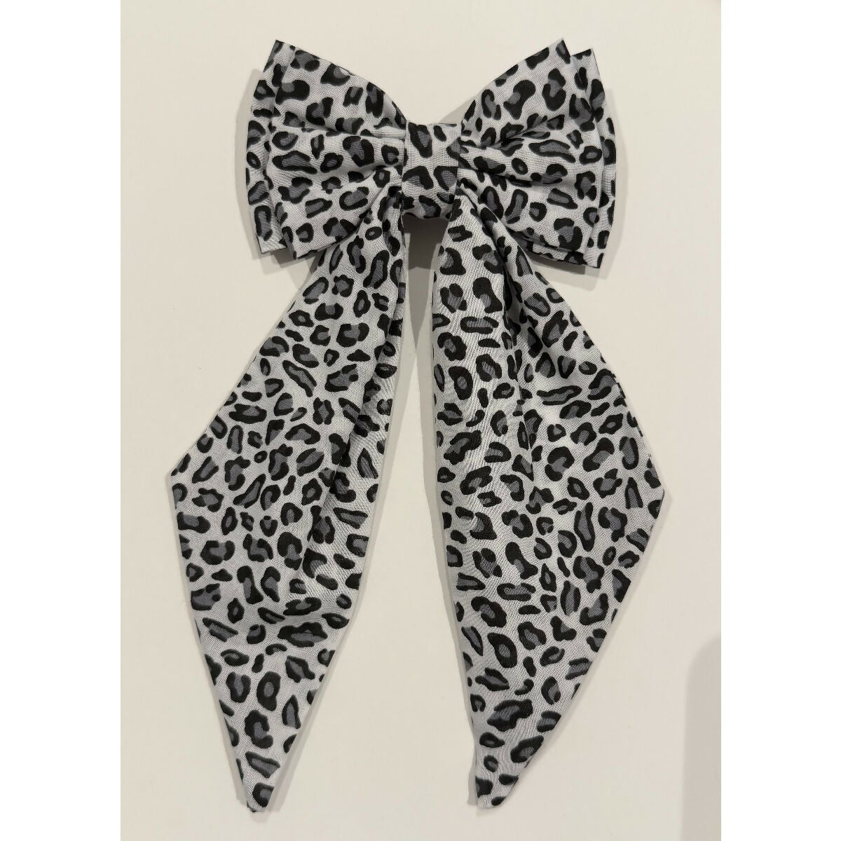 Lynx Print Hair Bow with Barrette Clip