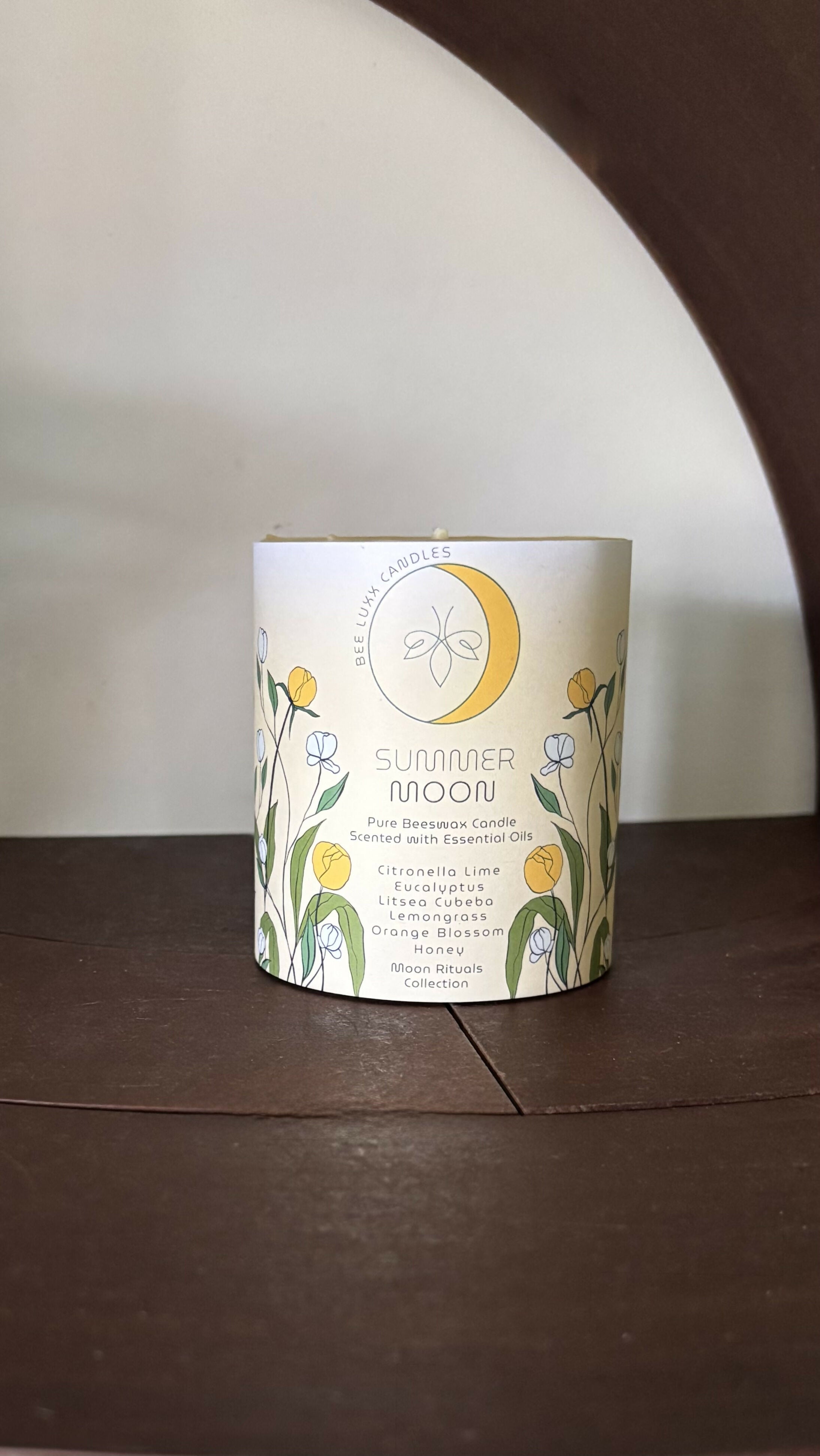 Summer Moon - 100% Natural Essential Oil & Beeswax Pillar Candle