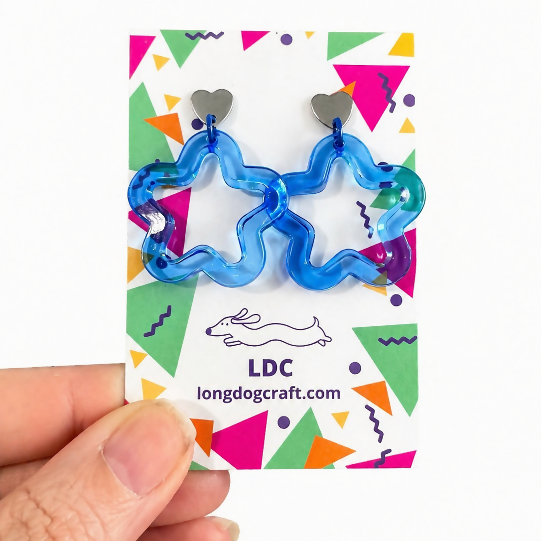 Acrylic Star Drop Stud Dark Blue