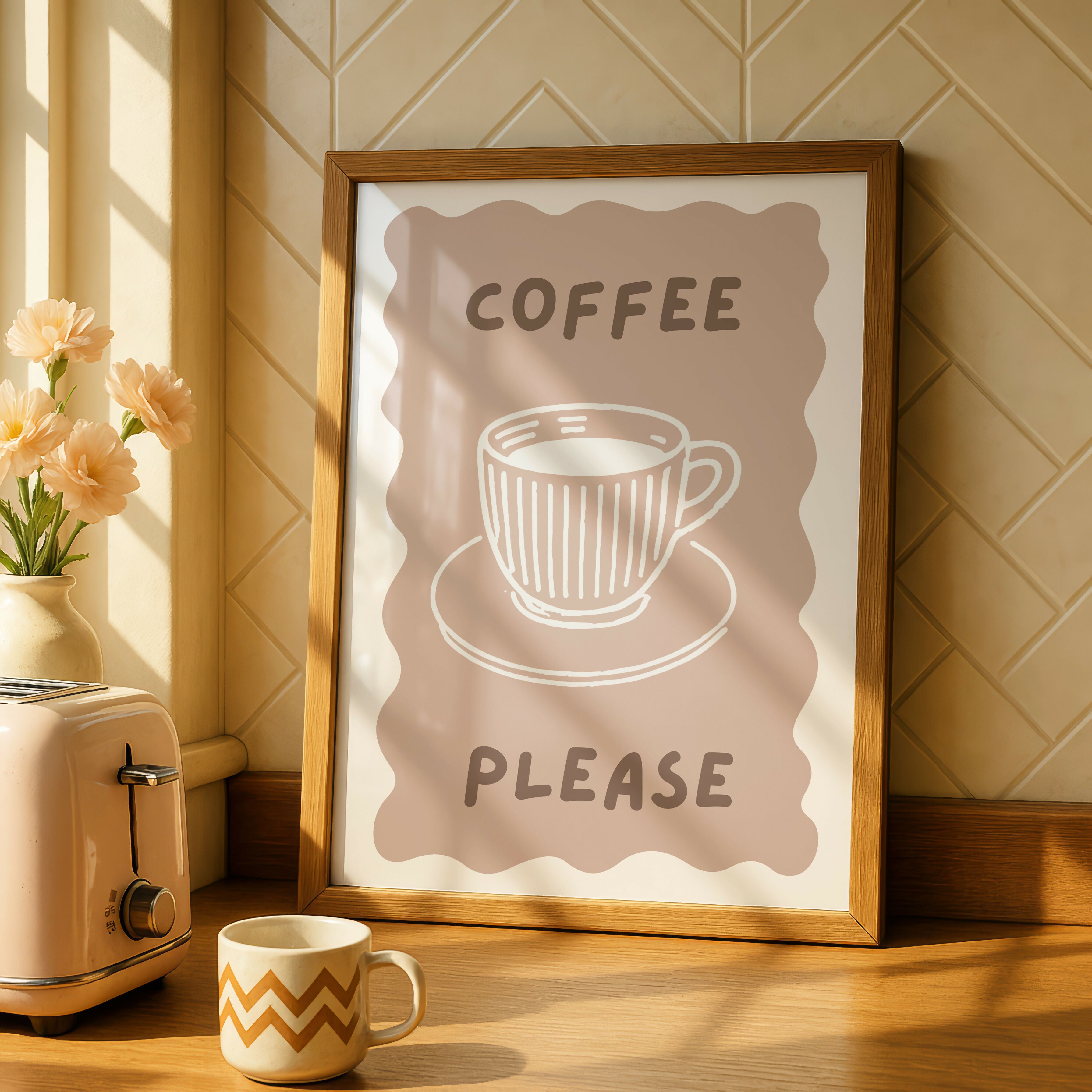 Coffee Please Brown Kitchen Print