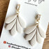 Minimal Leaf Earrings with Clear Glass Cubic Zirconia Studs/ Art Deco Polymer Clay Earrings / Handmade Clay Jewellery