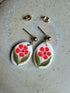 Red Flower Clay Earrings