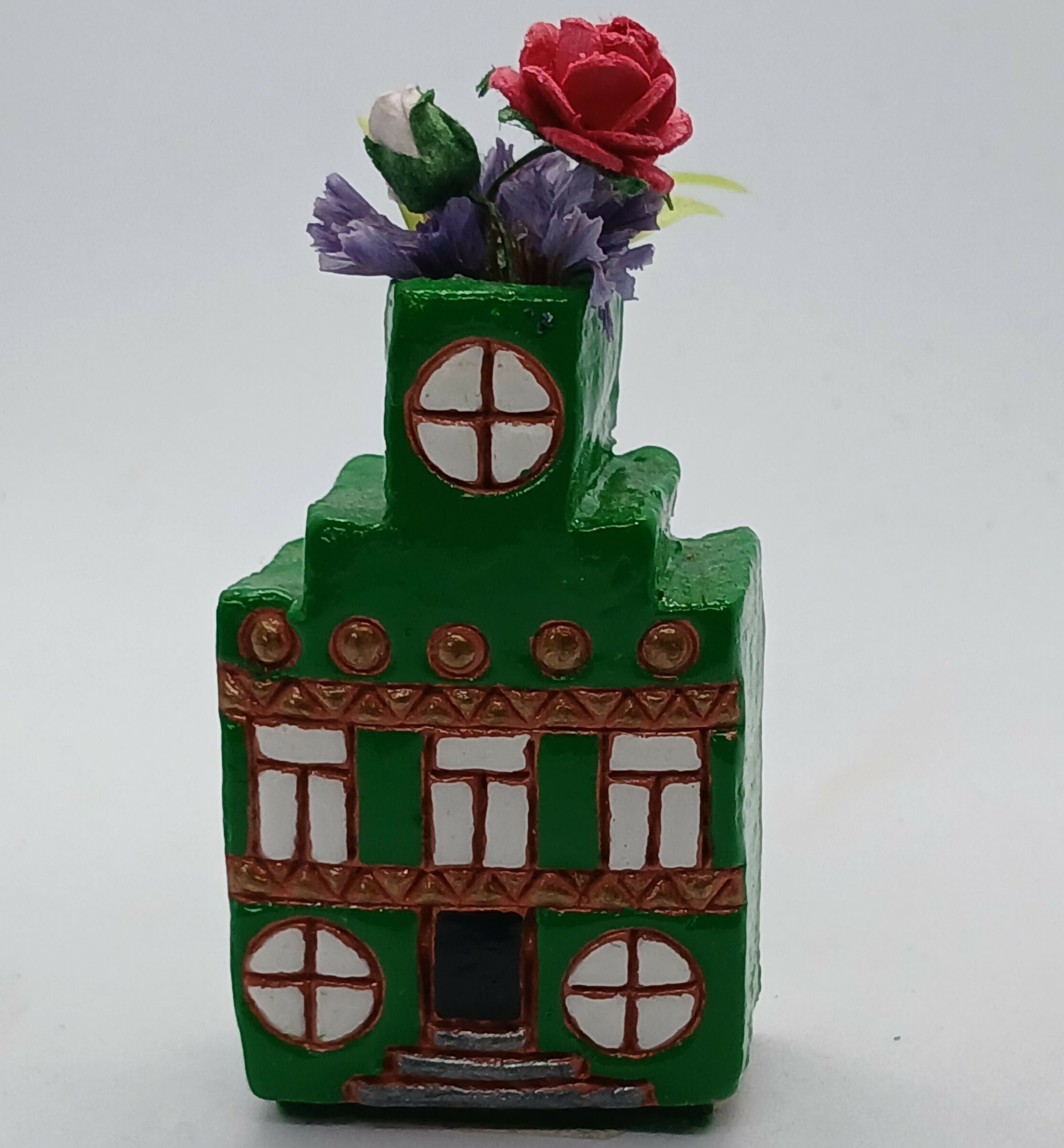 Small Dutch House Vase with Faux Flowers