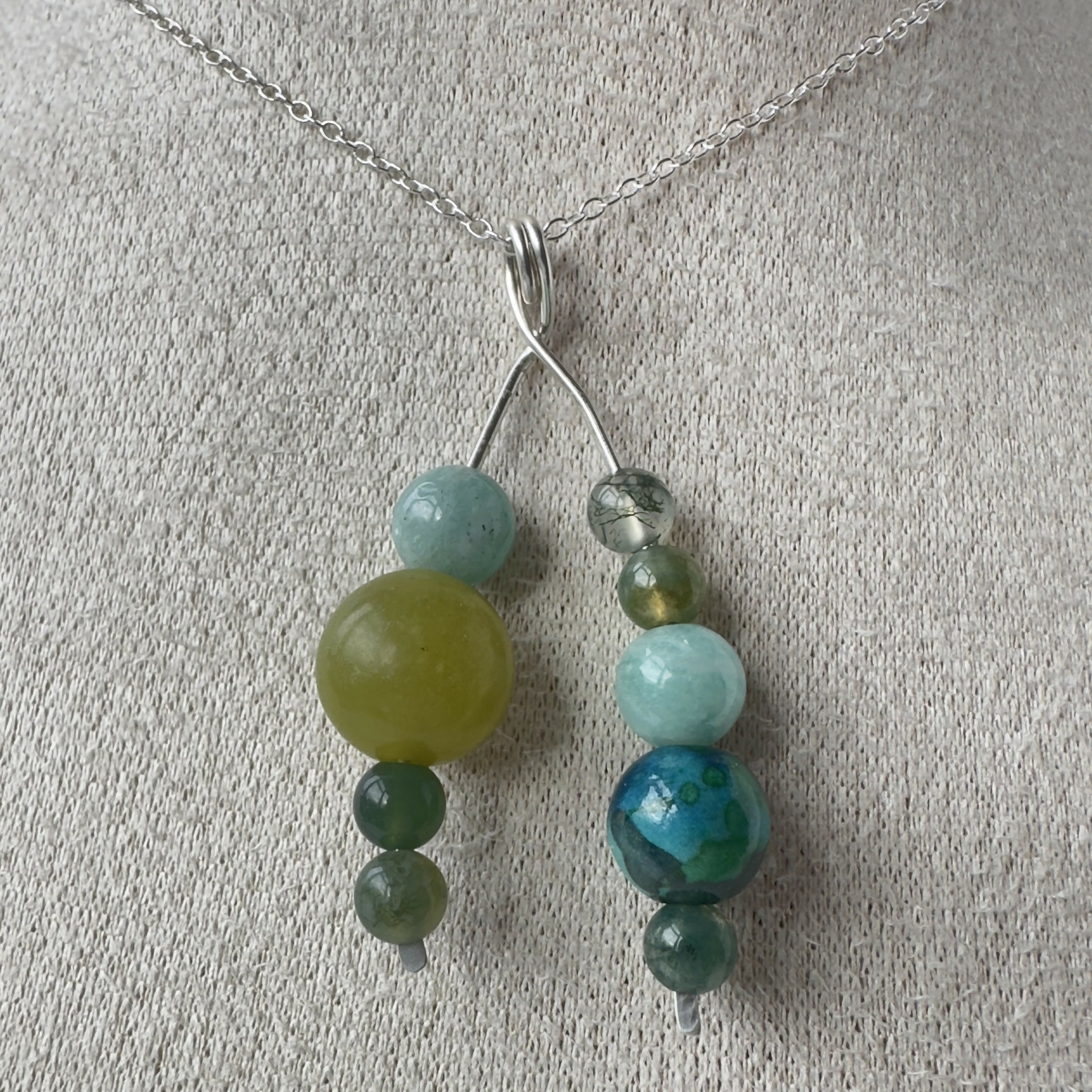 HEALING CRYSTAL & STERLING SILVER HEART CHAKRA PENDANT WITH 18” CHAIN