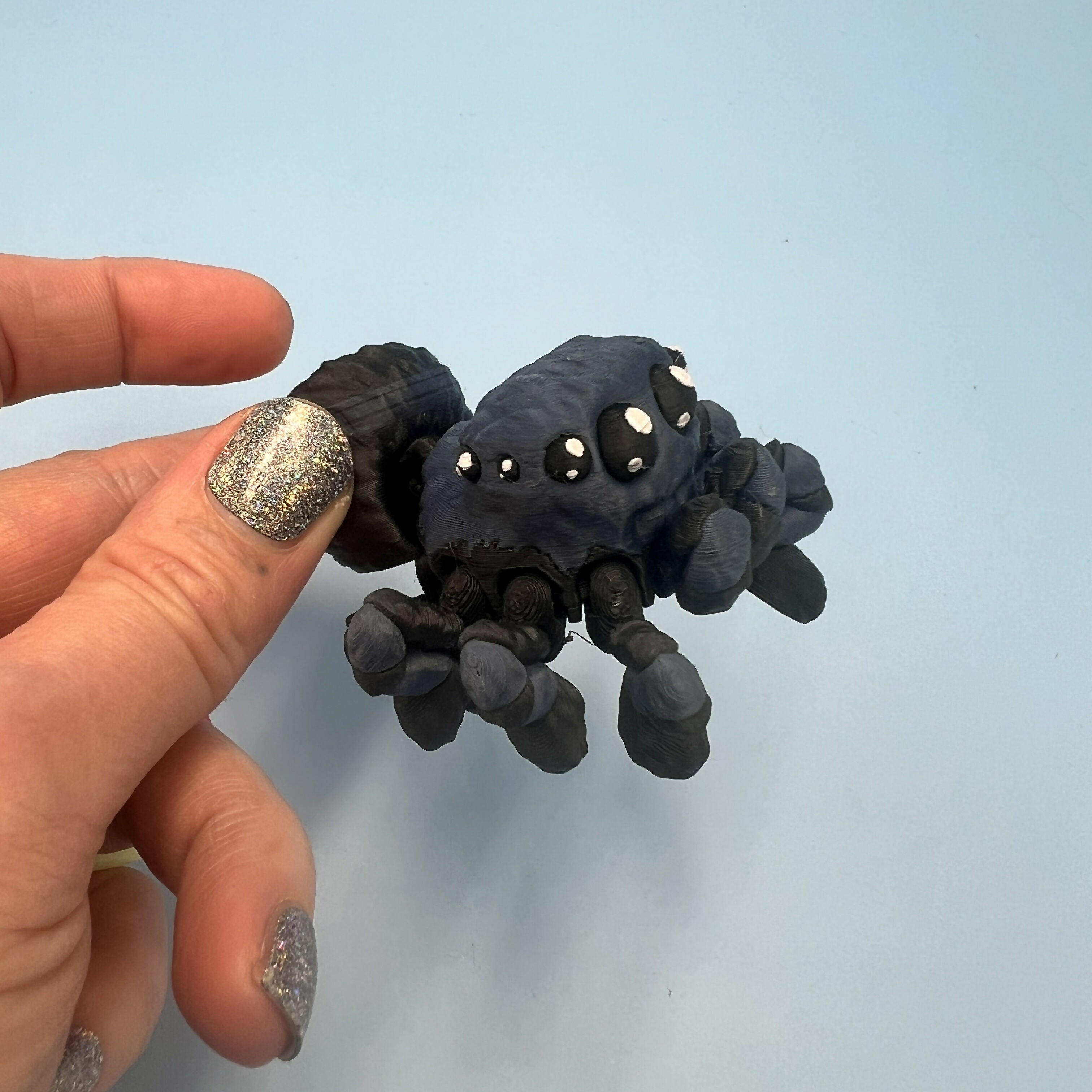 3D Printed MEDIUM: Articulated Sensory Fidget Animals friends Spider (Navy/Back) 7cm